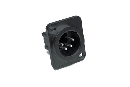 AX4MDB 4 Pole XLRMale ChassisMount, Standard,Machined Contacts, Black Finish