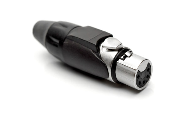 AX5F0M BULK 5 Pole XLR Female Cable Connector, Nickel Finish with BlackMarking Sleeve, Bulk Pack