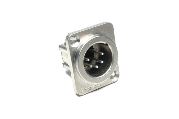 AX5MDV 5 Pole XLRMale ChassisMount, Vertical PCB,Machined Contacts, Nickel Finish