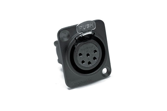 AX6AFDB 6A Pole XLR Female ChassisMount, Standard,Machined Contacts, Black Finish
