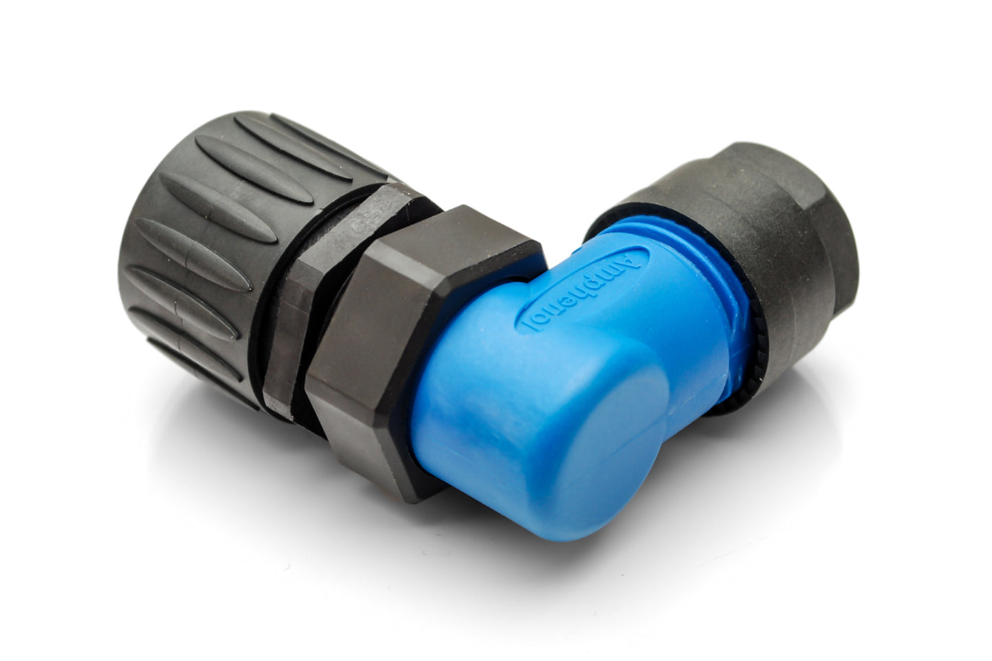 C016 20F003 200 10 3+PE Female, right angled cable connector with strain relief and clamping ring. Field installable screw termination.