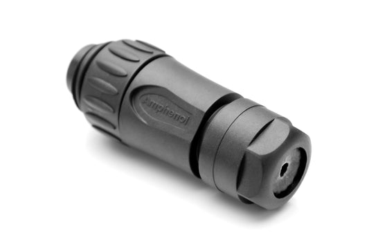 C016 20H003 804 12 3+PE Male straight cable connector with 4 pressure plate at PE, black. Field installable screw termination.