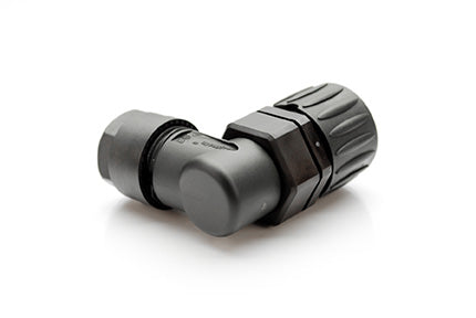 C016 30F006 100 12 6+PE Female, right angled cable connector with strain relief and clamping ring. Comparable part no: 99-4226-70-07, CA6WLD