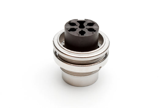 C091 11C005 000 2 Rear mounting male metal Connectors with O-ring seal and ring nut mount (hex nut available upon request). Complete EMI shielding in the fully mated and locked position (EMI security). Contacts sold separately.