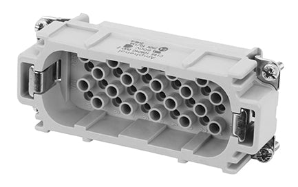 C146 10A040 500 2 40+PE Heavy duty male contact insert for turned crimp contacts. May be engaged or disengaged when live but without electrical load.usings/hoods Comparable Part No. 09210403001