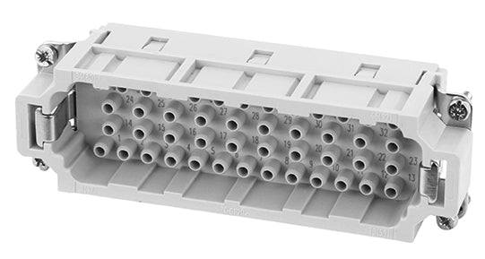 C146 10A046 500 10 46+PE Heavy duty male contact insert for turned crimp contacts. May be engaged or disengaged when live but without electrical load. Comparable Part No. 09320463001