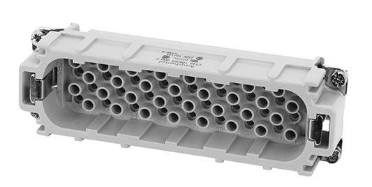 C146 10A064 060 2 64+PE Heavy duty male contact insert with 2xPE termination (for stamped crimp contacts).