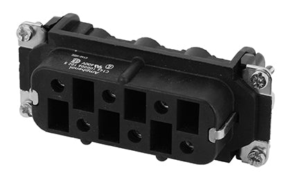 C146 10B006 102 5 6+PE Female insert with wire protection for screw termination. Comparable Part No. 09310062701