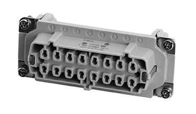 C146 10B016 500 1 16+PE Heavy duty female contact insert for turned crimp contacts. May be engaged or disengaged when live but without electrical load. Comparable Part No. 09330162702