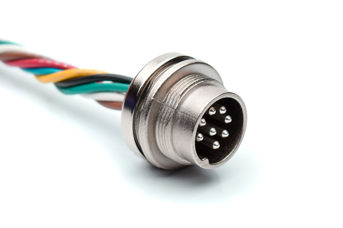 CA0911G118010 M16 8 Position Male Connectors, 22AWG, UL1569 300V, Front Mounted, 1 Meter