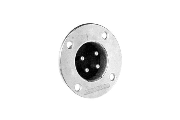 EP-3-14 3 PoleMaleMetal Loudspeaker ChassisMount,Machined Contacts, Nickel Finish