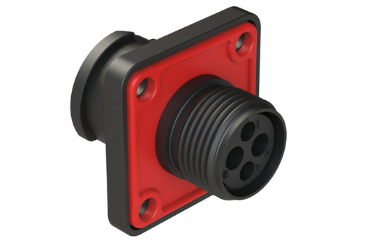 FLS010N2S03-PM Receptacle, Square Flange, 4 (2+2) Position, Female, Shell Size 10, Silicone Seal with Seal Gasket, Auto-Lock