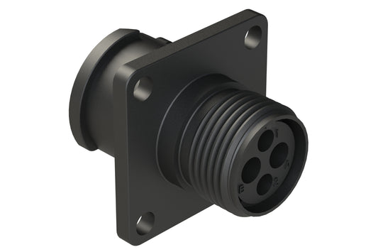 FLS010N2S03 Receptacle, Square Flange, 4 (2+2) Position, Female, Shell Size 10, Silicone Seal, Auto-Lock