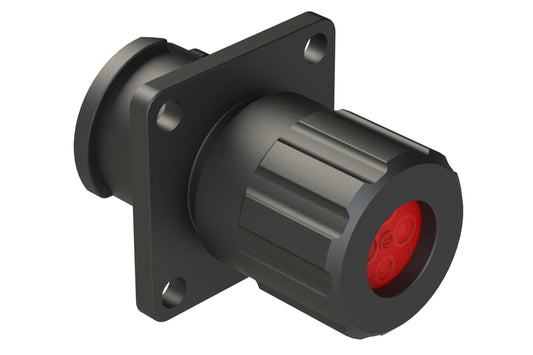 FLS010N2SHEC03 Receptacle, Square Flange, 4 (2+2) Position, Female, Shell Size 10, Silicone Seal End Cap with Individual Wire Seal, Auto-Lock