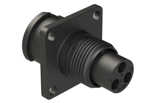 FLS010N3P03 Receptacle, Square Flange, 3 Position, Male, Shell Size 10, Silicone Seal, Auto-Lock