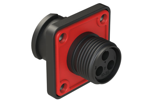 FLS010N3S03-PM Receptacle, Square Flange, 3 Position, Female, Shell Size 10, Silicone Seal with Seal Gasket, Auto-Lock