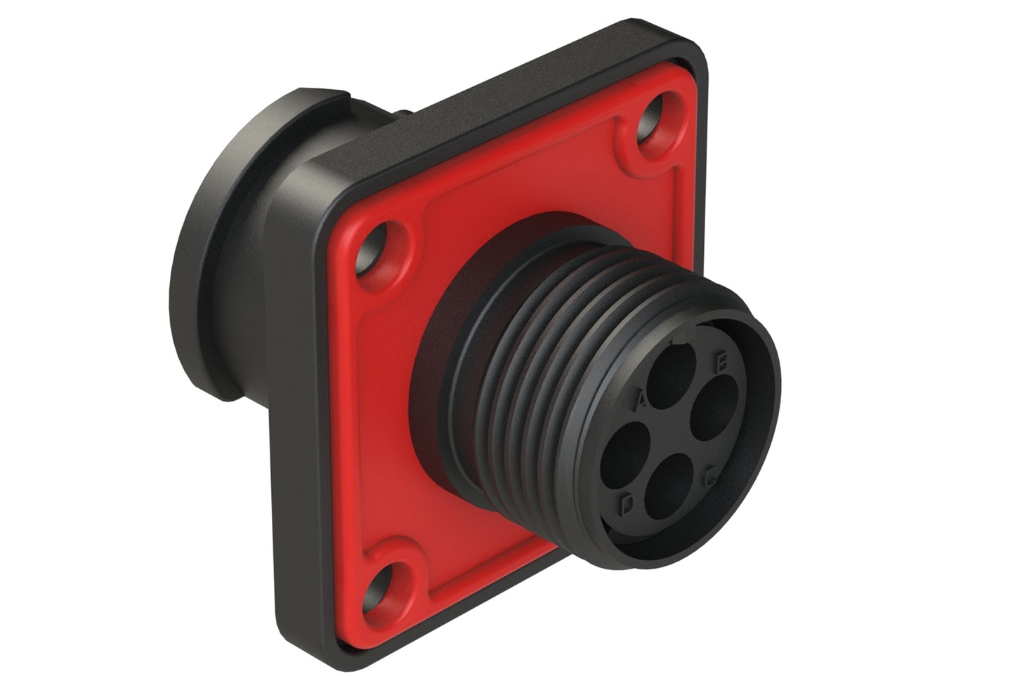 FLS010N4S03-PM Receptacle, Square Flange, 4 Position, Female, Shell Size 10, Silicone Seal with Seal Gasket, Auto-Lock