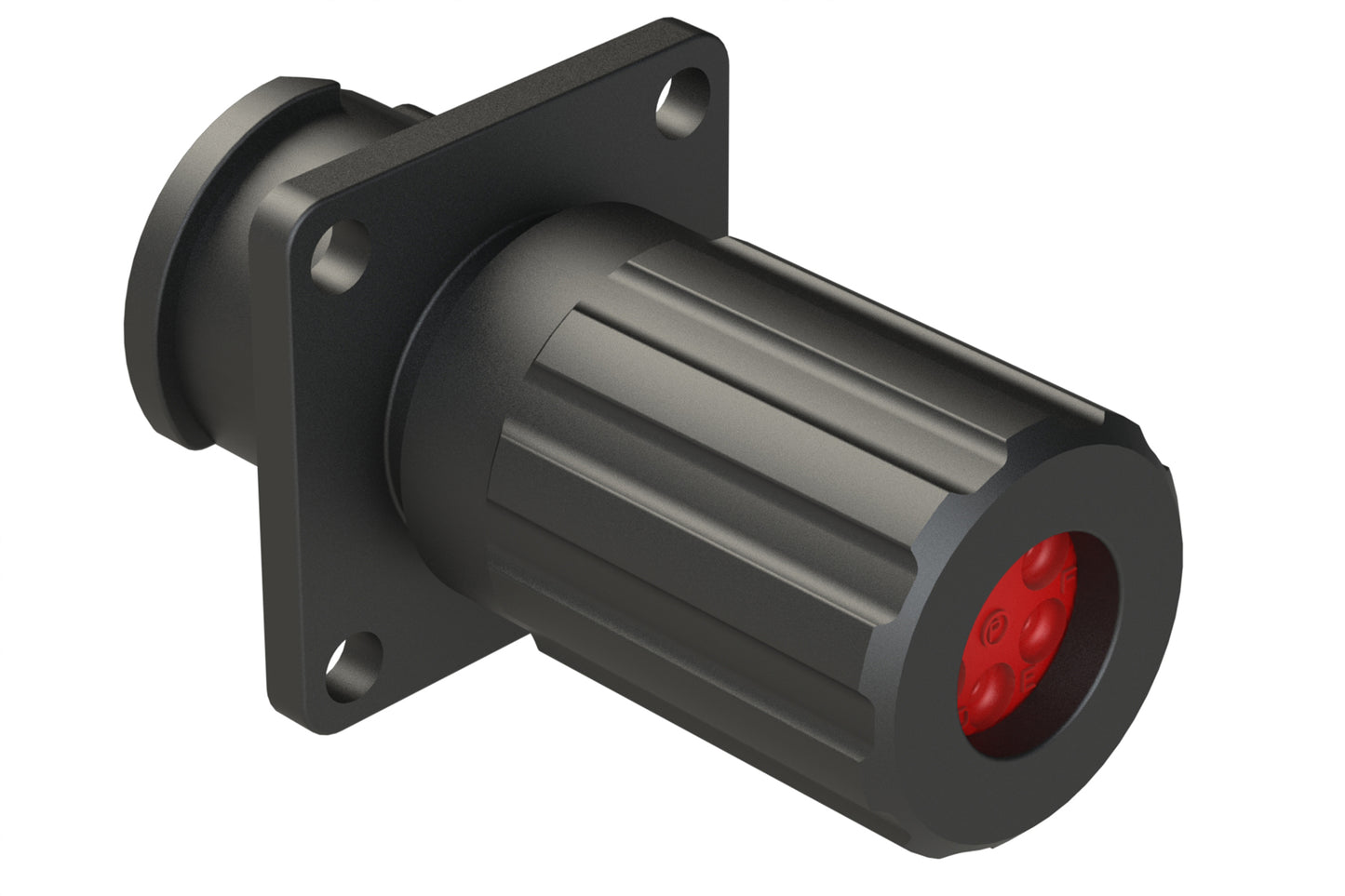 FLS010N6PHEC03 Receptacle, Square Flange, 6 Position, Male, Shell Size 10, Silicone Seal and End Cap with Individual Wire Sealing, Auto-Lock