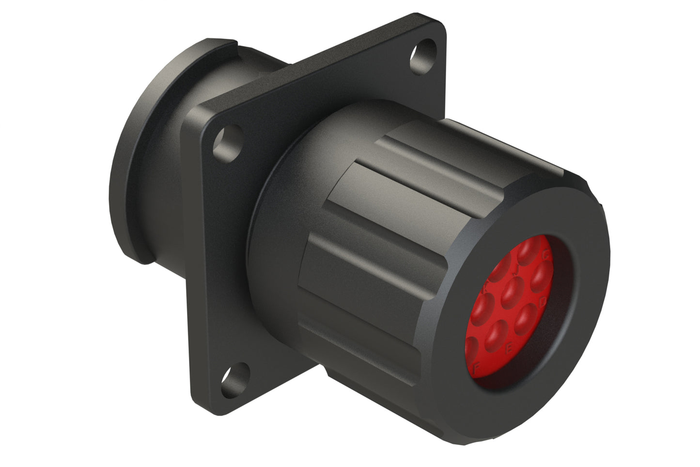 FLS012N10SHEC03 Receptacle, Square Flange, 10 Position, Female, Shell Size 12, Silicone Seal and End Cap with Individual Wire Sealing, Auto-Lock