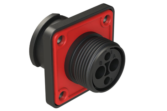FLS012N2S03-PM Receptacle, Square Flange, 4 (2+2) Position, Female, Shell Size 12, Silicone Seal with Seal Gasket, Auto-Lock