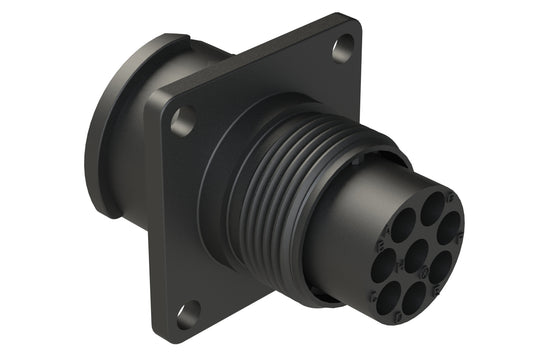 FLS012N8P03 Receptacle, Square Flange, 8 Position, Male, Shell Size 12, Silicone Seal, Auto-Lock