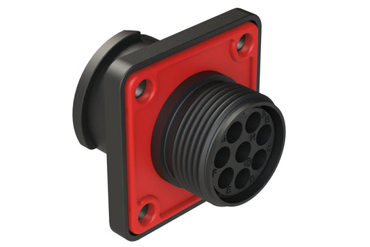 FLS012N8S03-PM Receptacle, Square Flange, 8 Position, Female, Shell Size 12, Silicone Seal with Seal Gasket, Auto-Lock