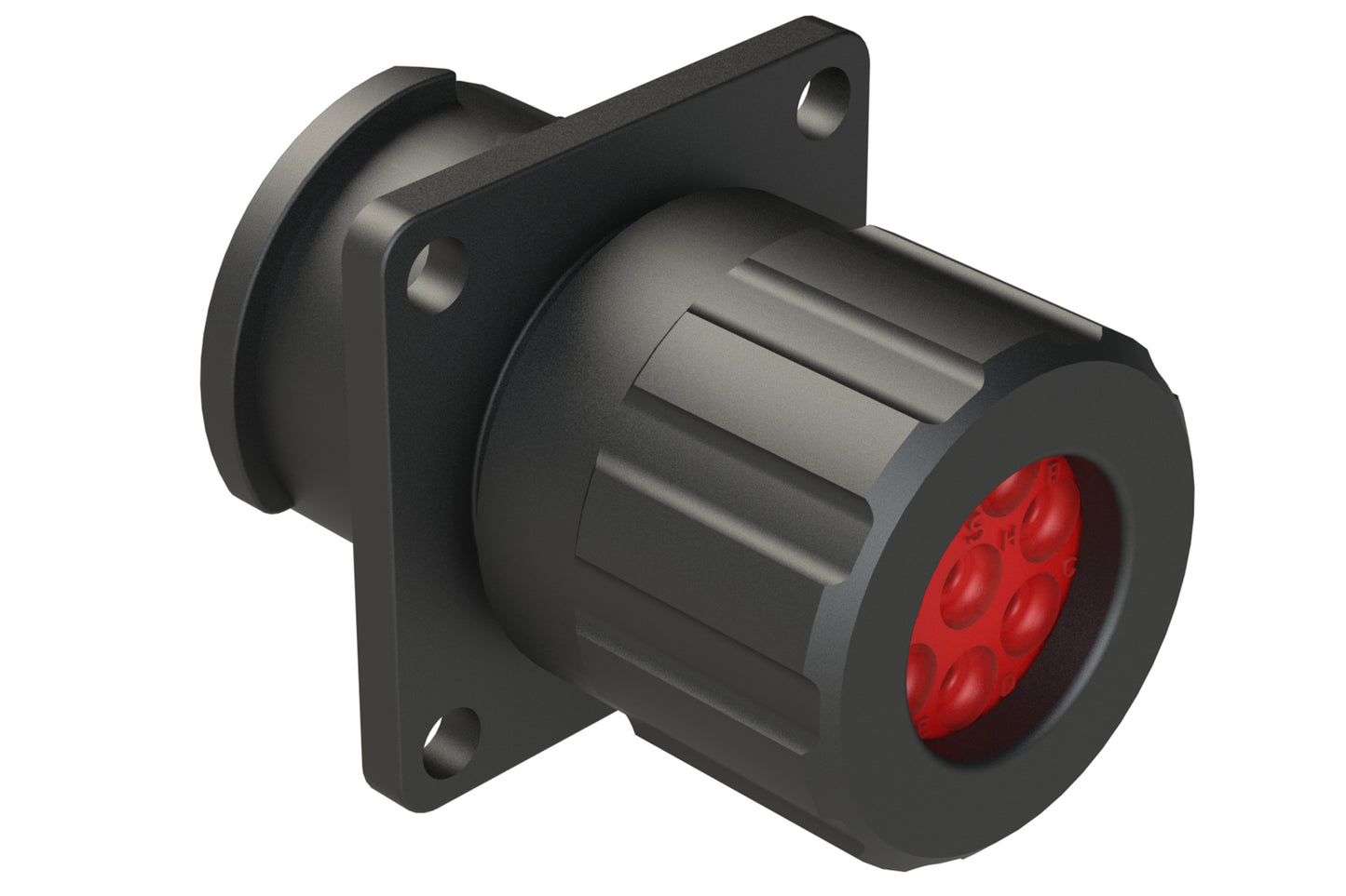 FLS012N8SHEC03 Receptacle, Square Flange, 8 Position, Female, Shell Size 12, Silicone Seal and End Cap with Individual Wire Sealing, Auto-Lock