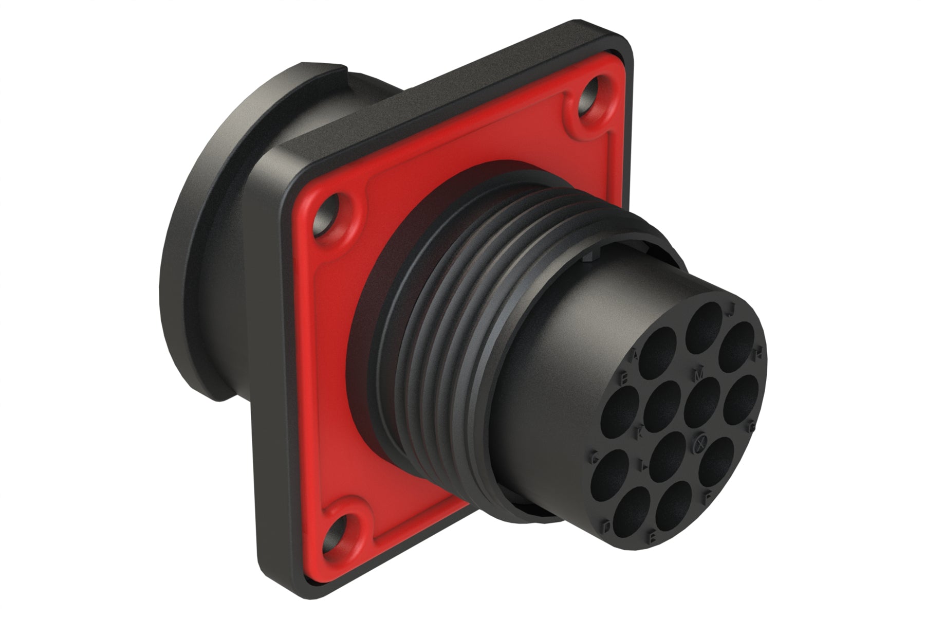 Recetacle Shell FLS014N12P03-PM Receptacle, Square Flange, 12 Position, Male, Shell Si ...