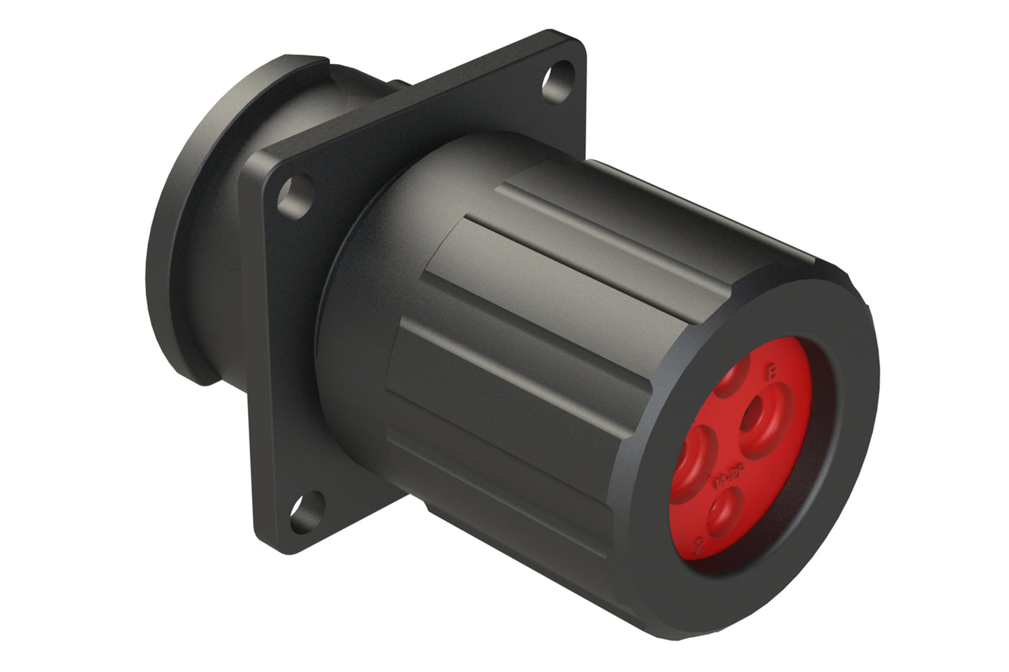 FLS014N2PHEC03 Receptacle, Square Flange, 4 (2+2) Position, Male, Shell Size 14, Silicone Seal and End Cap with Individual Wire Sealing, Auto-Lock