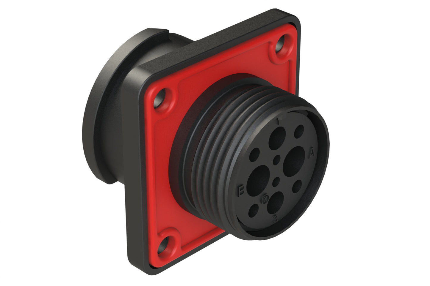 FLS014N2S03-PM Receptacle, Square Flange, 4 (2+2) Position, Female, Shell Size 14, Silicone Seal with Seal Gasket, Auto-Lock