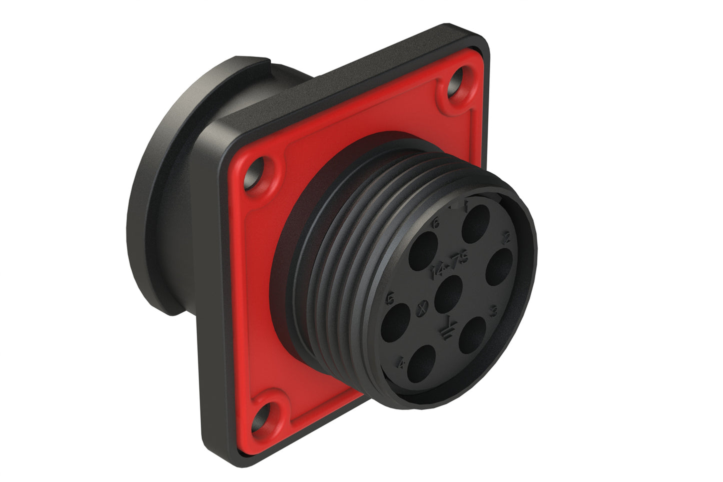 FLS014N7S03-PM Receptacle, Square Flange, 7 Position, Female, Shell Size 14, Silicone Seal with Seal Gasket, Auto-Lock