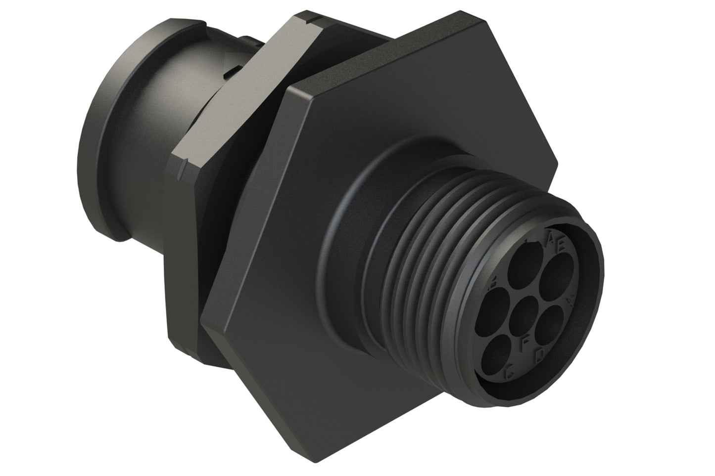 FLS710N3W3P03 Receptacle, Jam Nut, 6 (3+3) Position, Male, Shell Size 10, Silicone Seal, Auto-Lock