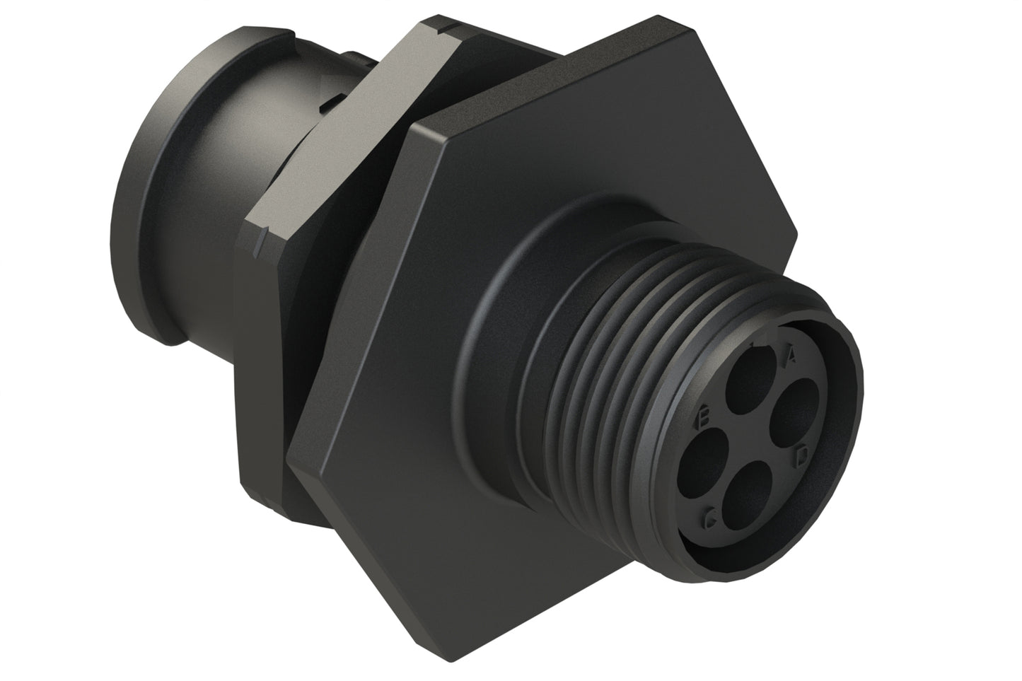 FLS710N4P03 Receptacle, Jam Nut, 4 Position, Male, Shell Size 10, Silicone Seal, Auto-Lock
