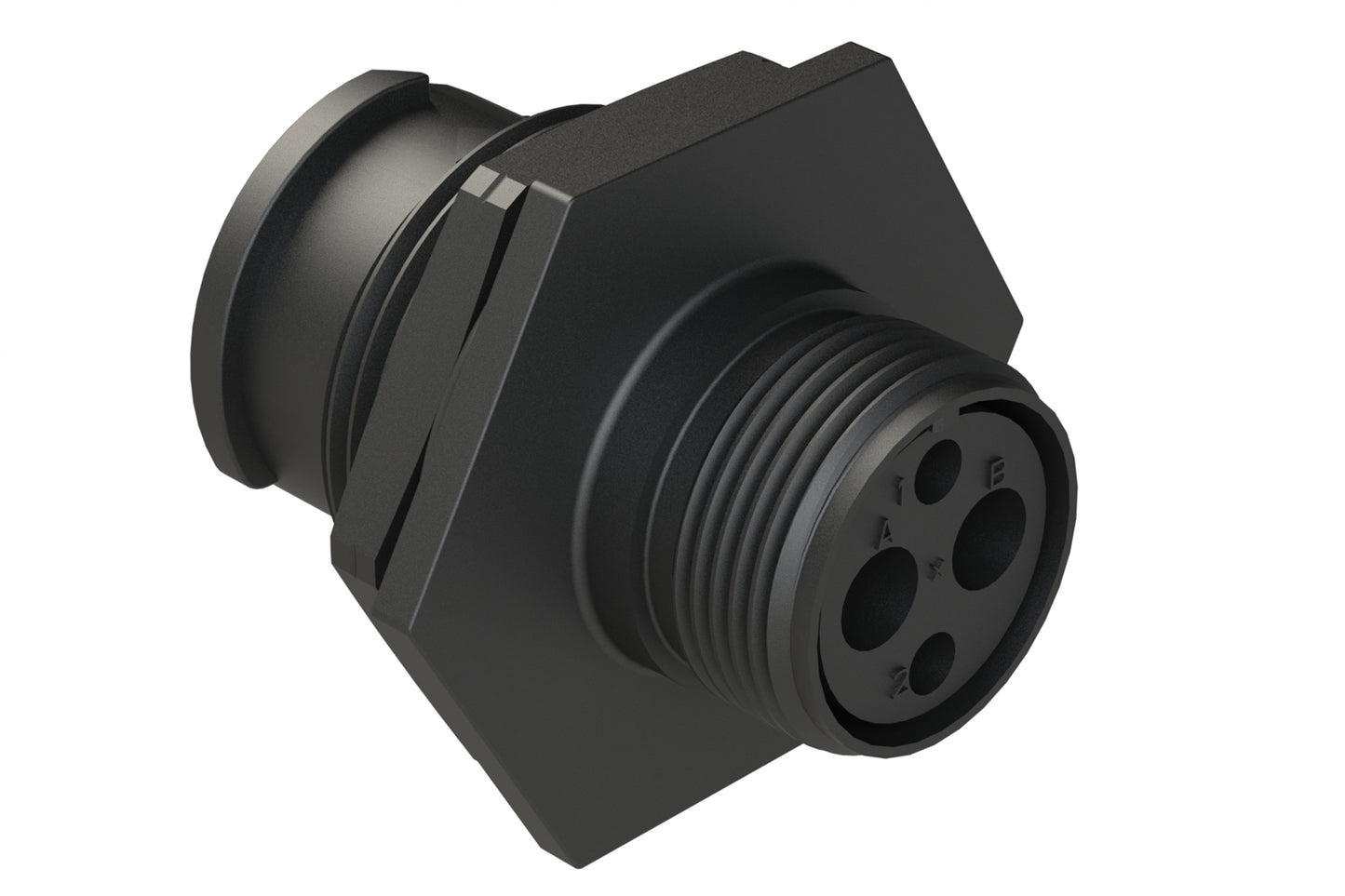 FLS712N2P03 Receptacle, Jam Nut, 4 (2+2) Position, Shell Size 12, Silicone Seal, Auto-Lock