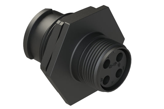 FLS712N4P03 Receptacle, Jam Nut, 4 Position, Male, Shell Size 12, Silicone Seal, Auto-Lock