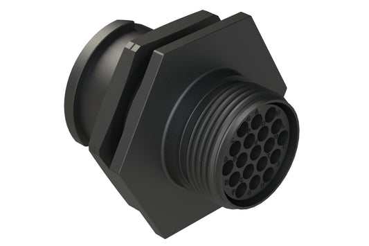 FLS714N19P03 Receptacle, Jam Nut, 19 Position, Male, Shell Size 14, Silicone Seal, Auto-Lock