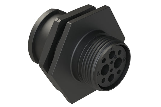 FLS714N2P03 Receptacle, Jam Nut, 4 (2+2) Position, Male, Shell Size 14, Silicone Seal, Auto-Lock