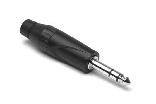 JS3PB-AU 1/4" Jumbo Stereo Phone Connector,Thermoplastic Backshell, Gold Plated Contacts, Black Finish