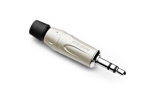 KS3P-AU 3.5mm Stereo Phone Plug, Diecast Shell, Flexible Grommet, Gold Contacts, Satin Finish