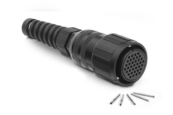 MP-4106-37S 37 Pole Heavy Duty Cable Connector, Female, Black Finish. Contacts Included