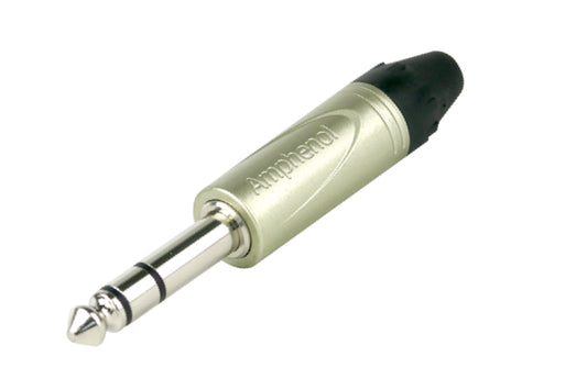 QS3P 1/4" Phone Plug, Stereo, Straight, Standard Contacts, Nickel Finish
