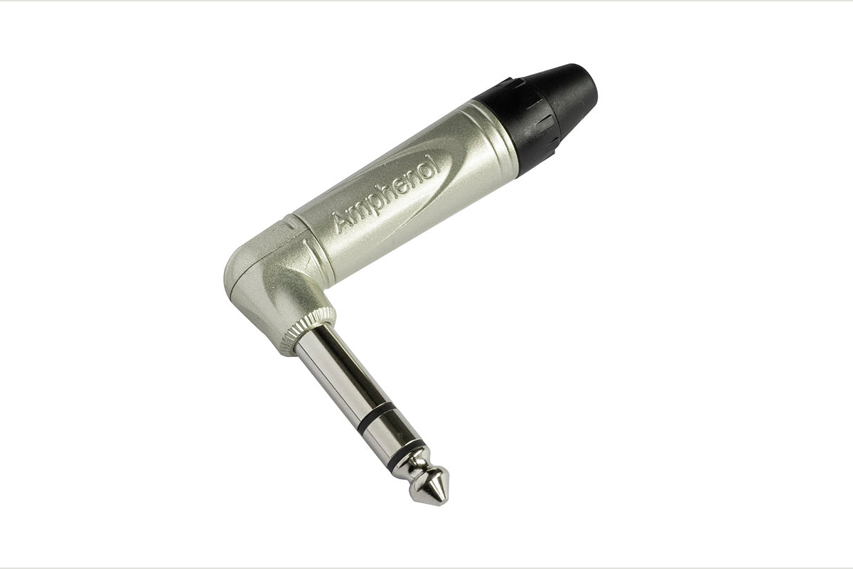 QS3R 1/4" Phone Plug, Stereo, Right Angled, Standard Plating, Nickel Finish