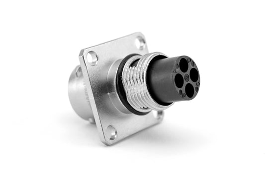 RT00104PKNH03 Receptacle, Square Flange, 4 Position, Male, Shell Size 10, Silicone Seal, IP69K