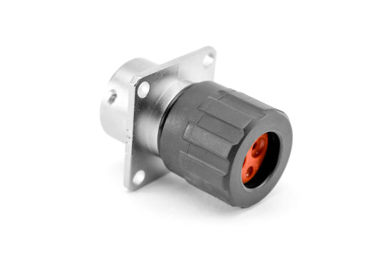RT00122SNHEC03 4 (2+2) Position Square Flange Receptacle, Female, Shell Size 12, Silicone Seal, and End Cap with Individual Wire Sealing