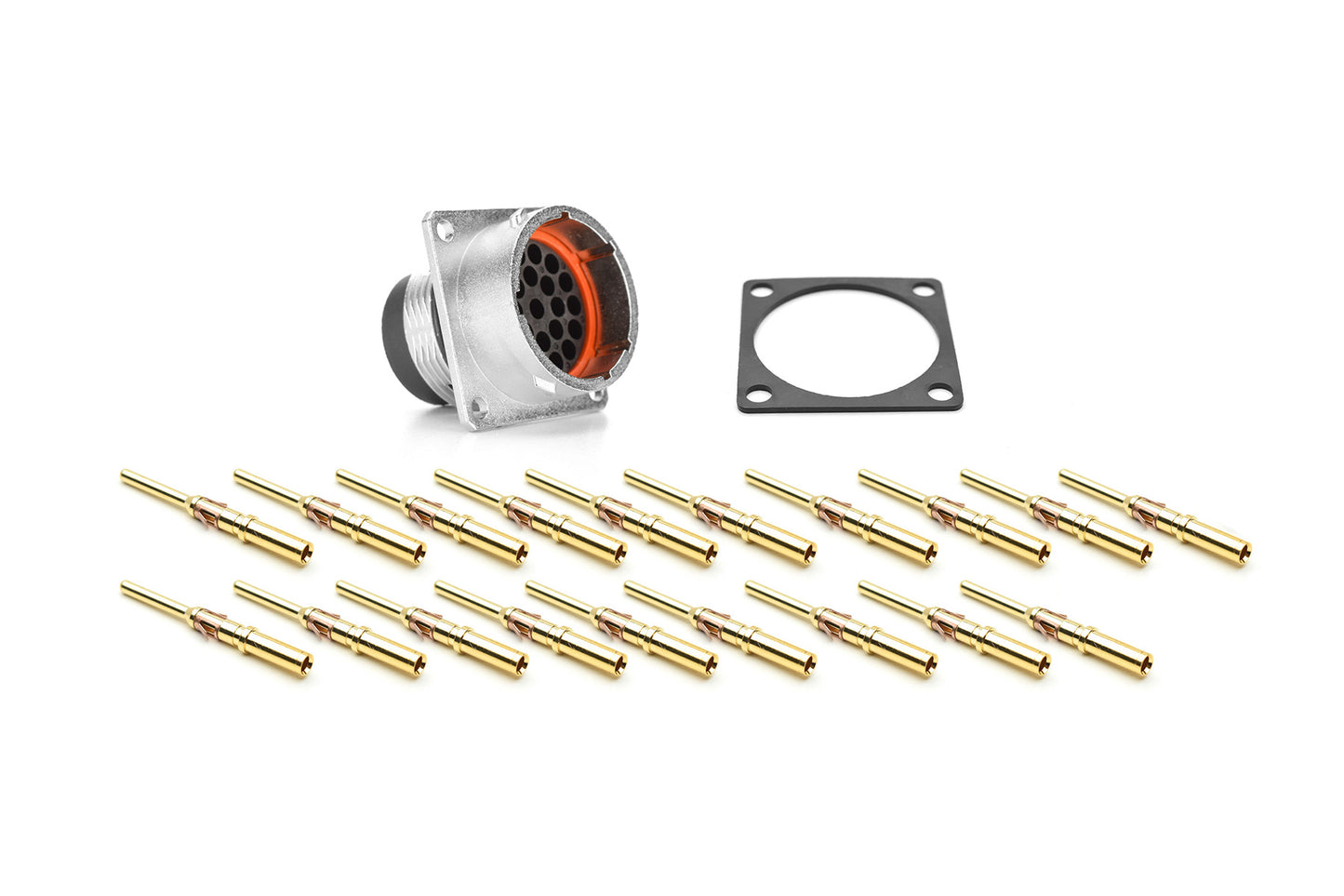 RT001619PKNH03-K Receptacle Kit, Square Flange, 19 Position, Male, Shell Size 16, Silicone Seal, with Machined Gold Contacts, Size 16 (18-16AWG), Gasket, IP69K