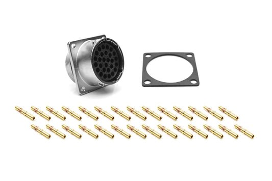 RT002028SKNH03-K Receptacle Kit, Square Flange, 28 Position, Female, Shell Size 20, Silicone Seal, with Machined Gold Contacts, Size 16 (18-16AWG), Gasket, IP69K