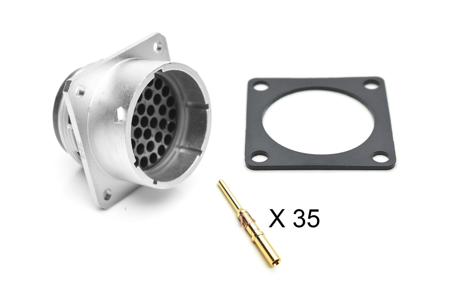RT002235PNH-K Receptacle Kit, Square Flange, 35 Position, Male, Shell Size 22, with Machined Gold Contacts, Size 16 (18-16AWG), Gasket. Comparable part no. UT002235PH
