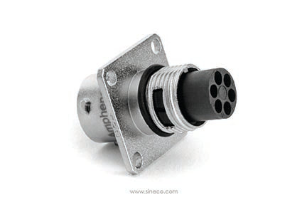 RT0W0106PNH Receptacle, Square Flange, 6 Position, Male, Shell Size 10. Comparable part no. UT0W0106PH