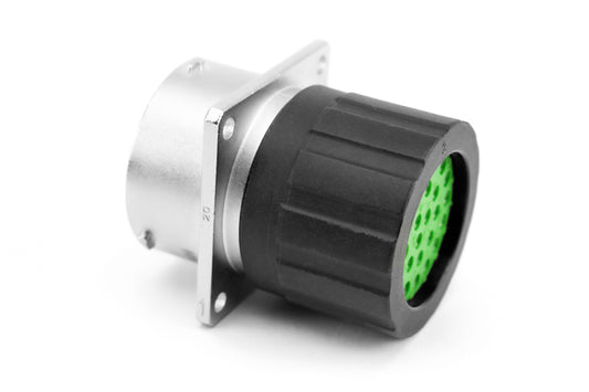 RT0W01210SNHEC03R Receptacle, Square Flange, 10 Position, Female, Shell Size 12, Silicone Seal, and End Cap with Reduced Diameter Individual Wire Sealing, Range 14-24 AWG
