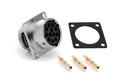 RT0W01419SNH-K Receptacle Kit, Square Flange, 19 Position, Female, Shell Size 14, with Machined Gold Contacts, Size 20 (22-20AWG), Gasket. Comparable part no. UT0W01419SH